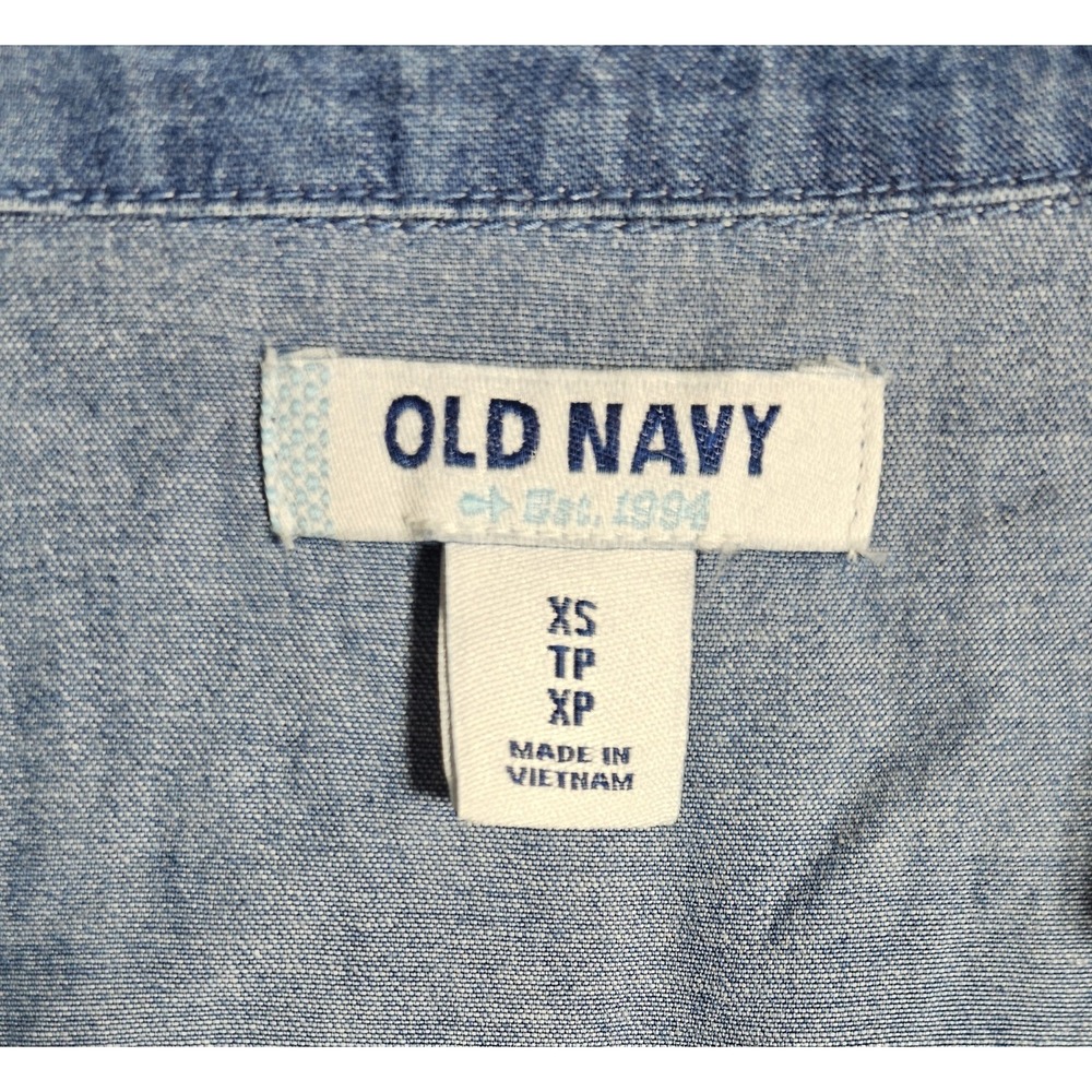Old Navy Wrap Tank Dress Womens Sz XS Blue Chambray Denim Medium Wash Sleeveless - Picture 3 of 8